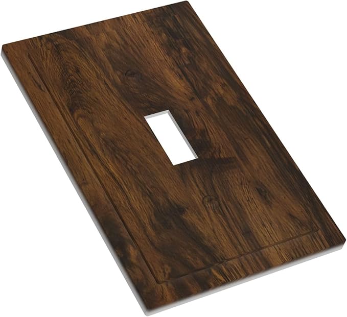 Decorative Light Switch Cover Brown Rustic Wood Grain Vintage Wooden Texture 1 Gang Wall Plate Cover Single Toggle Outlet Covers Switchplate Electrical Faceplate for Cabin Bedroom Decor（2 Pack）