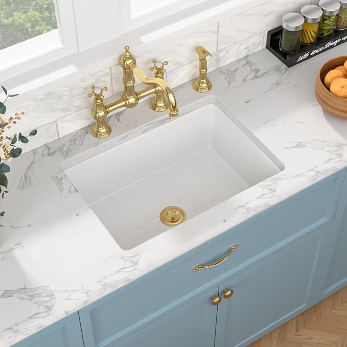 Sarlai 30 Inch White Undermount Kitchen Sink - Large Kitchen Sink Drop In 30"x18"x10" Dual Mount White Sinks Topmount Single Bowl Fireclay Basin with Custom Accessories
