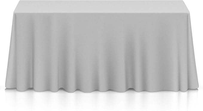 Lann's Linens 90 x 156 Inch Rectangular Tablecloth, Washable Polyester Fabric Table Cloth for Dining Tables, Restaurants, Weddings - Silver Gray