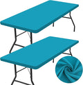 homing 2 Pack Rectangle Table Cloth, Elastic Fitted Fabric Tablecloth Fits for 4 Foot Folding Tables, Washable Table Cover for Picnic, Camping, Indoor & Outdoor (Teal, 24" x 48")