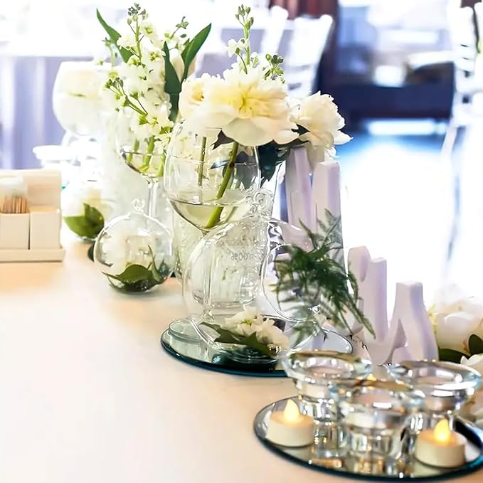 14Pack Round Mirror Centerpieces for Tables, 2mm, 6inch Circle Mirror Trays Plates for Table Centerpieces, Circle Mirror Candle Plates for Wedding Decorations and Party Table Centerpieces Decorations