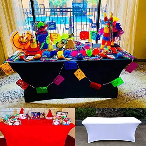 LZY Spandex Table Covers 6 Feet, Stretch/Fitted Table Covers for 6 Feet Folding Table, Rectangular Spandex Table Cloths for Wedding Party or Event (6FT-2PCS, Royal Blue)