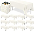 BIGTONE 12 Pack Ivory Rectangle Tablecloth 60 x 102 Inch, Cross Ribbon Packing Reusable Table Clothes for 6 Foot Tables, Wrinkle Resistant Polyester Fabric Table Cover for Wedding, Party, Banquet