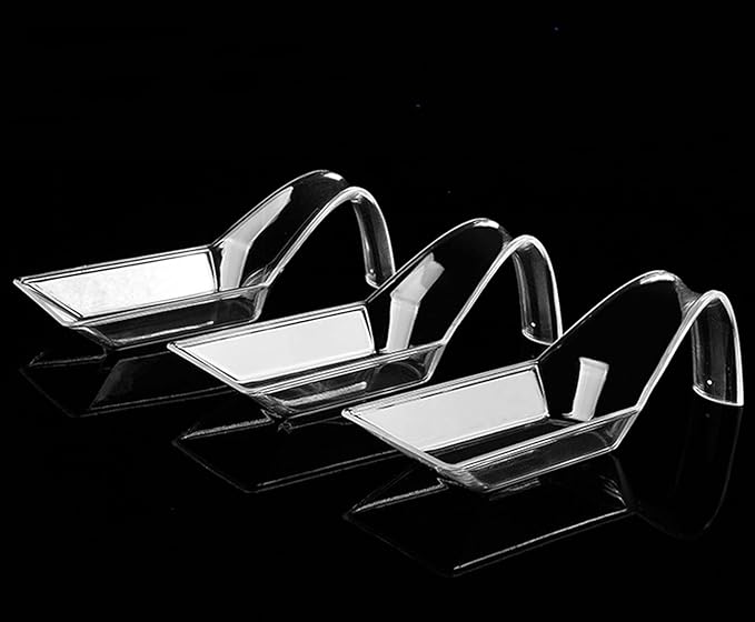 100 Packs Clear Dessert Plates Plastic Appetizer Plates Dessert Dishes Tasting Spoons Mini Plates Serving Plate Reusable Disposable Asian Spoons Small Catering Dessert Bowls for Party