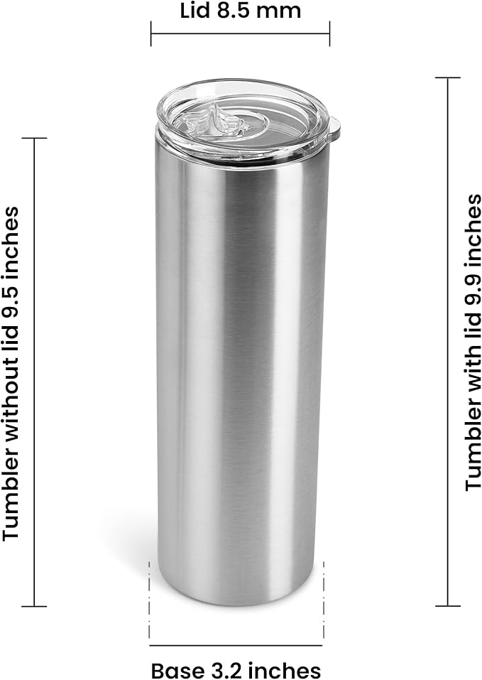 makerflo Silver 30 oz Skinny Stainless Steel Tumbler Pack of 25 with Lid & Straw | Craft-Ready for DIY Gifts & Personalization (Epoxy, UV DTF, Vinyl, and Laser Engraving) - Not for Sublimation