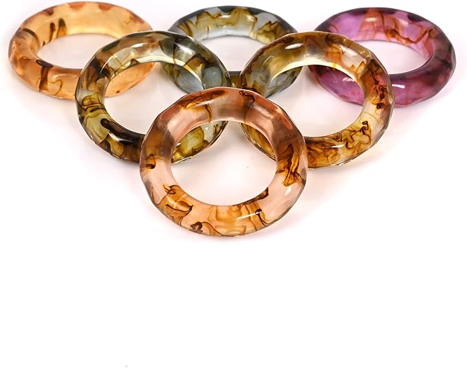 CLEENTABLE Epoxy Resin Napkin Holders for Cloth Napkins Set of 12 - Decorative Napkin Holders for Weddings, Parties & Everyday Dining - Diamond-Top Design in 6 Assorted Pastel Colors