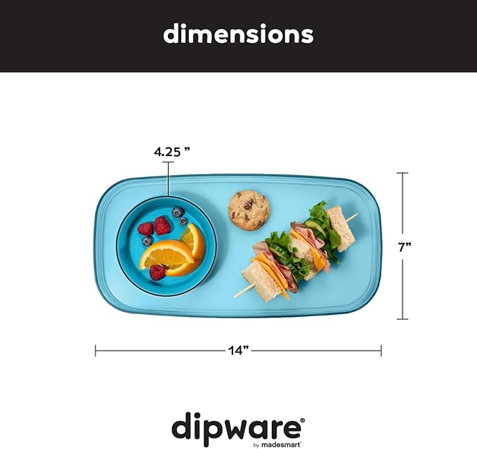 madesmart dipware Small Serving Plate, Stackable & Removable Dip Bowl for Salsa, Queso, Salad, Olives, Dishwasher & Microwave Safe, Multipurpose Plate & Bowl, Turquoise