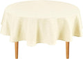 Hiasan Round Linen Tablecloth 50 Inch - Wrinkle and Stain Resistant Washable Polyester Fabric Table Cloth for Dining Room Kitchen Party, Champagne