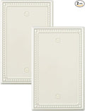 2-Pack Blank Outlet Cover Wall Plate, Metal Switch Plates Outlet Covers, Light Almond Pearls Beaded Decorative Wall Plates for Electrical Outlets