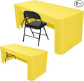 Nasitos 2 Pack 8' Fitted Table Cloth for Rectangular Table Yellow Trade Show Table Covers-Open Back Tablecloth Washable and Wrinkle Resistant Table Cloth, Parties, Buffet, Baby Shower, Weddings