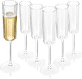 Ciaell 24 Pack Plastic Champagne Flutes - 6 Oz Flower Wavy Champagne Plastic Glasses - Heavy Duty Vintage Disposable Flutes for Party & Anniversary & Wedding