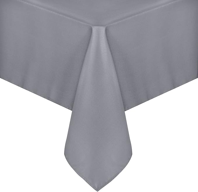 sancua Rectangle Tablecloth - 90 x 156 Inch - Water Resistant Spill Proof Washable Polyester Table Cloth, Decorative Fabric Table Cover for Dining Tables, Buffet Parties and Camping, Light Grey