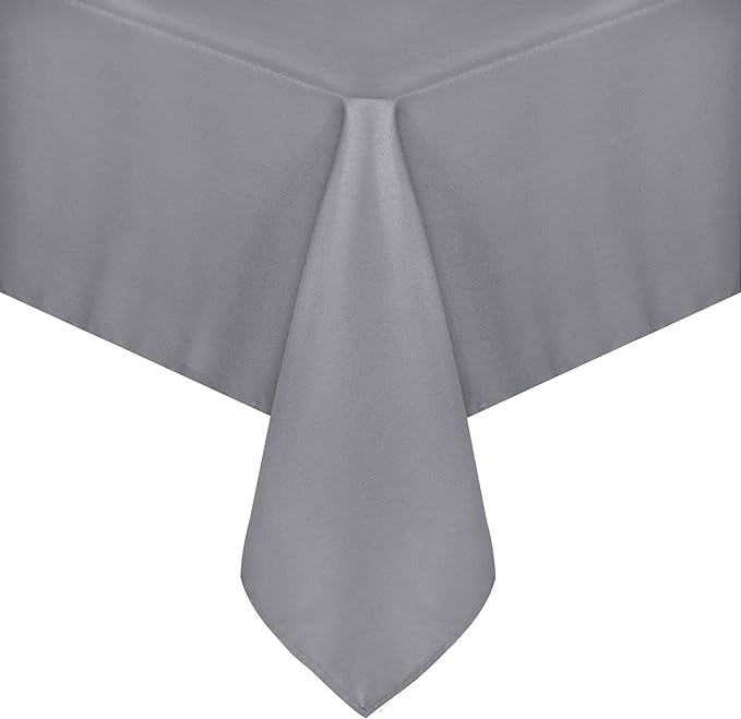 sancua Rectangle Tablecloth - 60 x 102 Inch - Stain and Wrinkle Resistant Washable Polyester Table Cloth, Decorative Fabric Table Cover for Dining Tables, Buffet Parties and Camping, Light Grey