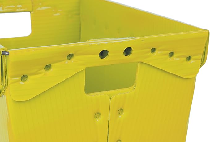 Hudson Exchange 18.25 x 13.25 x 11.75 (3 Pack) Corrugated Space Age Handled Storage Container Mail Tote, Yellow