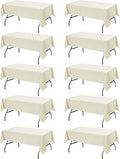 10-Pack Ivory Tablecloths for Rectangle Tables, 54 x 108 Inches, Stain-Resistant Polyester Fabric for 6 Foot Tables - Washable Table Covers for Weddings, Banquets, Birthday Parties, Events