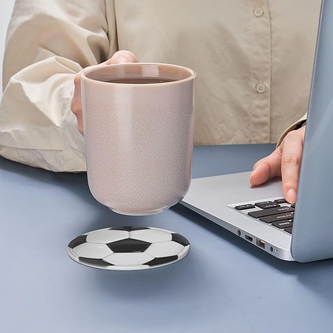 Football Soccer Coasters for Drinks with Holder Leather Coasters Set of 6 for Coffee Table