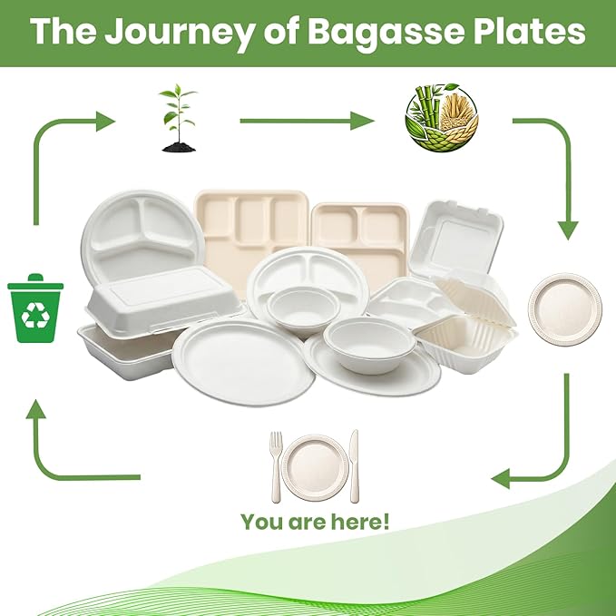 Disposable Paper Bowls, 200 Pack 8 oz, Heavy-Duty Compostable, Eco-Friendly, Bagasse Bowl for Soup, Salad, Dessert & More