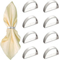 8 Pcs Silver Napkin Rings - Metal Napkin Ring,Stainless Steel Napkin Rings for Table Settings Wedding Christmas Party Dinner Table(Semicircle)