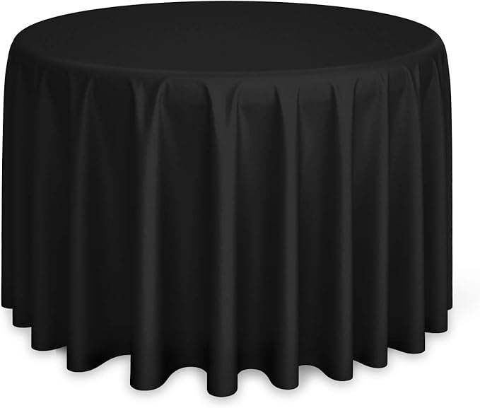 Lann's Linens - 132" Round Premium Tablecloth for Wedding/Banquet/Restaurant - Polyester Fabric Table Cloth - Black
