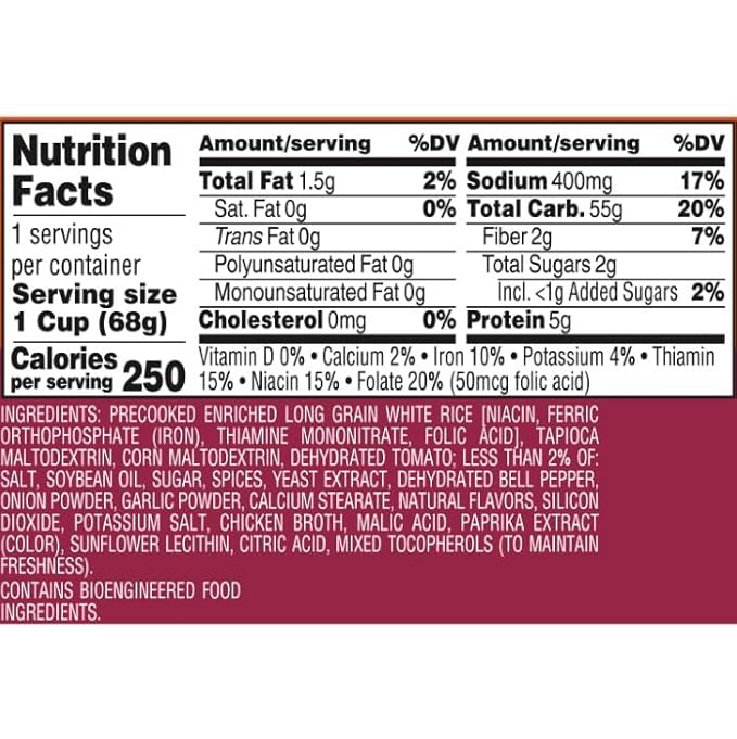 BEN'S ORIGINAL Spanish Style Rice Single Serve Cup, Snack or Side, Microwave in 3.5 Minutes, 2.4 oz (Pack of 8)
