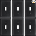 6-Pack Single Toggle Light Switch Cover Plate, Durable Natural Bamboo Fiber Decorative Switch Plate Covers, Matte Black 1 Gang Wall Plate, Corrosion Resistant