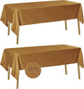 Fokitut 2 Pack Waterproof Rectangle Tablecloth, 60x84 Inch, Stain Resistant and Wrinkle Polyester Table Cloth, Fabric Table Cover for Kitchen Dining, Wedding, Party, Holiday Dinner-Gold
