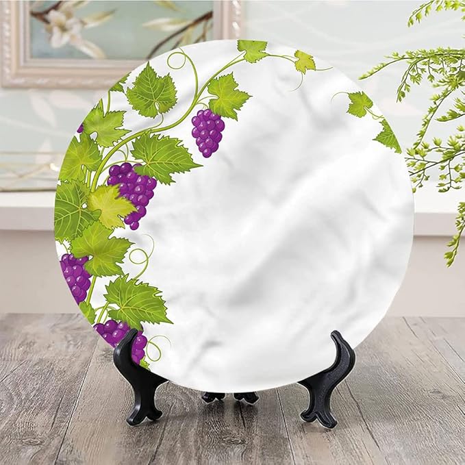 Ceramic Plates, Vineyard Decorative Ceramic Plates, Italian Latin Artistic, 8 Inch, Household Plates Decorative, Multicolor