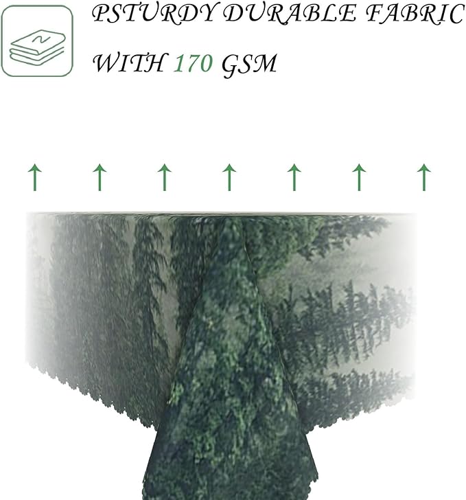 54x78 Inch Nature Scenery Rectangular Tablecloth Foggy Wild Forest Mysterious Secret Realm Table Cloth Waterproof Durable Table Cover for Home Game Room Banquet Picnic Outdoor BBQ Decor