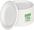 Aricsen 100 Pack 10 Inch Compostable Disposable Round Paper Plates, Natural White Biodegradable Sugarcane Bagasse PFAS-Free Eco-Friendly Dinner Plates for Party Wedding Picnic BBQ (100, 10 INCH)