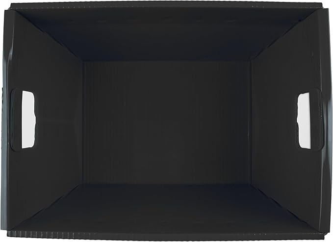 Hudson Exchange 18.25 x 13.25 x 11.75 (3 Pack) Corrugated Space Age Handled Storage Container Mail Tote, Black