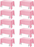 10-Pack Pink Tablecloths for Rectangle Tables, 60 x 120 Inches, Stain-Resistant Polyester Fabric for 6 Foot Tables - Washable Table Covers for Weddings, Banquets, Birthday Parties, Events