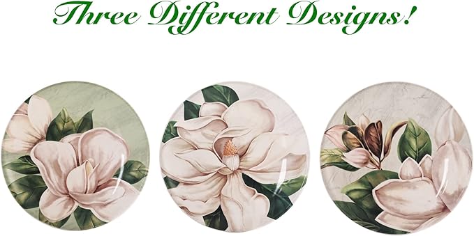 Bico Magnolia Floral Appetizer Plates Set of 6, 6 Inch Small Ceramic Dessert Plates for Snacks, Salad, Tablescape, Microwave and Dishwasher Safe, Gift for Housewarming and Thanksgiving