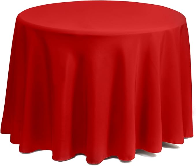 Gee Di Moda Round Tablecloth - 90 Inch Red Round Table Cloth for 30 to 60 Inch Round Tables - Heavy Duty Washable Fabric - for Buffet Table, Holiday Party, Dinner, Wedding & Baby Shower
