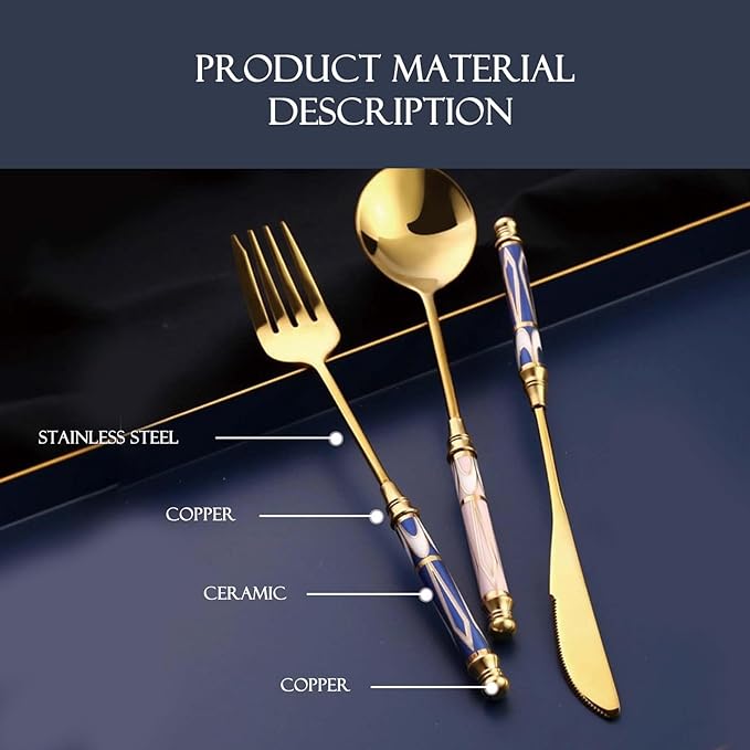 10-piece Silverware Set With Ceramic Handle, Premium Food Grade Stainless Steel Flatware Sets, Mirror Polished Cutlery Set, Dishwasher Safe (for 2 People)
