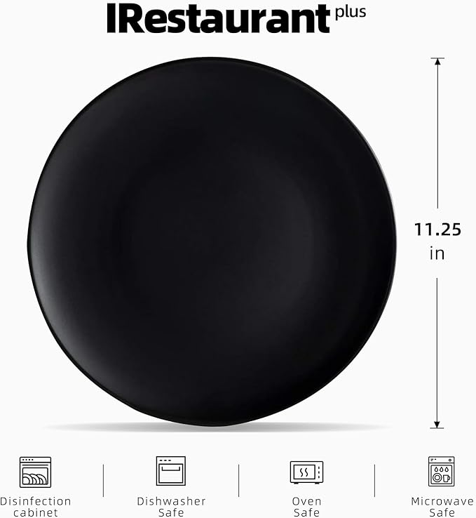 Stoneware Coupe Commercial Grade Dinnerware, Matte Black, Plate 11.25", Case of 12