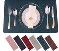 Placemats for Dining Table Set of 6,Design-Classic Faux Leather Eco-Friendly Place Mats,Waterproof&Stain Resistant Table Mats,Washable,Heat-Resistant,Non-Slip for Dining Table Decor (Navy, 6)