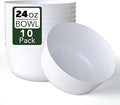 Trendables Plastic Bowls Set of 10 - 24 Oz White Fancy Serving Bowls for Ice Cream, Salad, Candy - Disposable