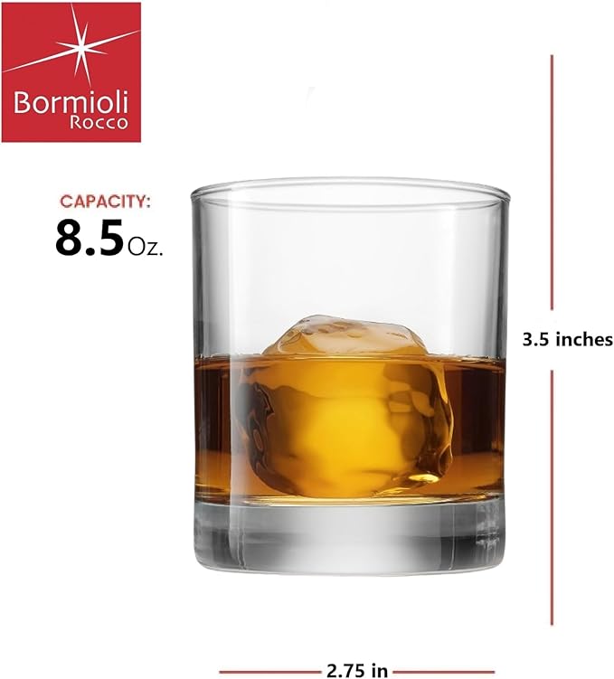 Bormioli Rocco Cortina Drinking Glasses, Set of 6-8.5 Oz Clear Tumblers for Water, Juice & Cocktails - Durable Everyday Drinkware for Home, Kitchen, Entertaining & Gifting