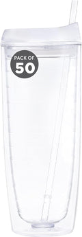 Custom Tall Orbit Acrylic Tumblers 20 oz. Set of 50, Personalized Bulk Pack - Perfect for Iced Coffee, Soda, Other Hot & Cold Beverages - Clear