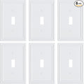 6-Pack Single Toggle Light Switch Cover Plate, Durable Solid Zinc Alloy Decorative Switch Plate Covers, White 1 Gang Wall Plate, Corrosion Resistant