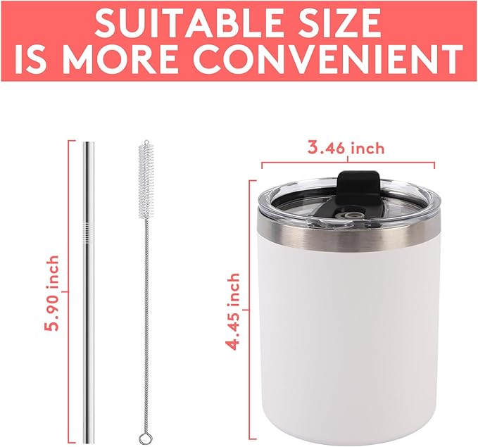 12 Oz Stainless Steel Skinny Tumbler with Splash Proof Lid, Vacuum Insulated Double Wall Thermal Cup, Outdoor Unbreakable Travel Slim Bottle for Hot Cold Drinks