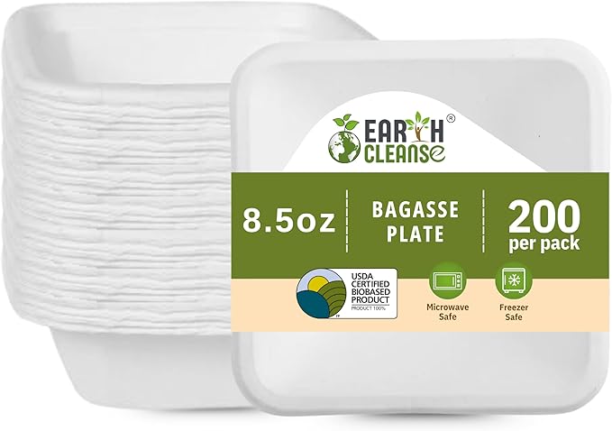 8.5 oz Paper Bowls [200 Pack] – Heavy-Duty Disposable Sugarcane Bowls, Made from Bagasse, Microwave & Leak-Resistant – Great for Cereal, Salad, Snacks, and Soups