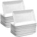 Irenare 16 Pcs 8 Inch Rectangular Salad Plates White Rectangular Porcelain Dessert Plates Appetizer Serving Tray Porcelain Platters for Fruit Sushi Dinner Parties, Microwave, Oven Safe