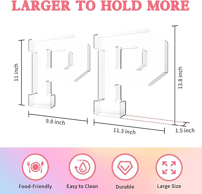 13.8" Acrylic Letter Charcuterie Tray, Charcuterie Letters Fillable Box for Food, Reusable Serving Cake Candy Dish Display Tray for Birthday Anniversary Party Decoration (Letter P)