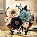 Monochrome Bouquet 10-inch Ceramic Decorative Plate Suitable for Living Room, Kitchen & Office, with Stand & Wall Mount Option DP-294767937