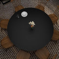 Round Table Pad,1.8mm Thick,Dia.49 Inch,Round Leather Table Cover,Round Table Protector,Round Dining Table Protector,Round Table Top Protector.(Dia.49,Black+Black)