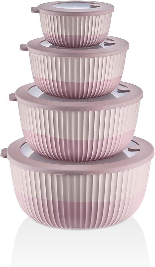 Mixing Bowls with Airtight Lids – 8 Piece Nesting Kitchen Set – BPA-Free, Leak-Proof & Stackable – Dishwasher, Microwave & Freezer Safe