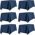 PureFit 6 Pack Rectangle Navy Blue Table Cloths 90 x 156 Inch for 8Ft Tables, Stain and Wrinkle Resistant Table Linens for Home Use, Wedding, Party, Banquet and Camping