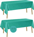 Fokitut 2 Pack Waterproof Rectangle Tablecloth, 60x102 Inch, Stain Resistant and Wrinkle Polyester Table Cloth, Fabric Table Cover for Kitchen Dining, Wedding, Party, Holiday Dinner-Turquoise