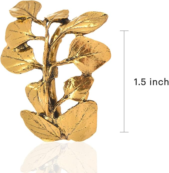 Decozen Set of 8 Gold Napkin Rings in Leaf Design, Festive, Table Decor Setting for Holiday, Wedding, Birthday, Kitchen, Home Decor, Housewarming Gift - Mothers Day Decorations